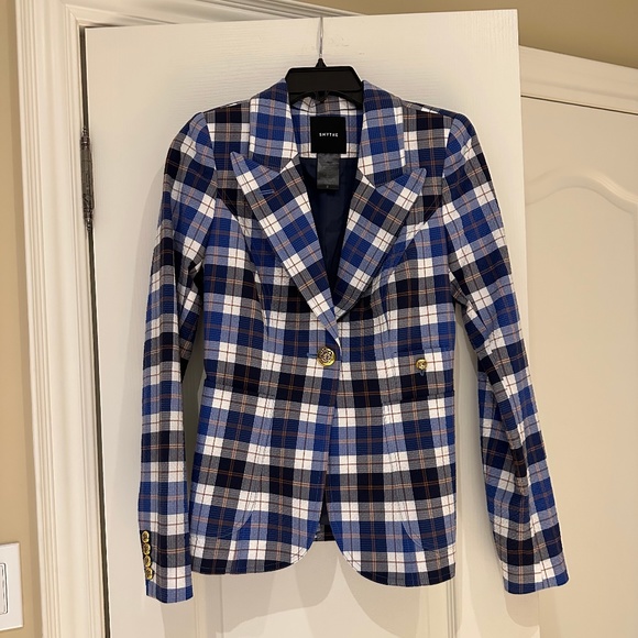Smythe Patch Pocket Duchess Blazer Blue Plaid - Picture 6 of 15